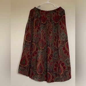 Vintage 70s paisley print midi skirt US 10